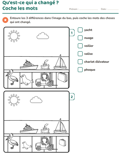 Aperçu de la fiche Jeu des différences pour CP (cours préparatoire)