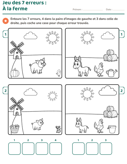 Aperçu de la fiche Jeu des différences pour CP (cours préparatoire)