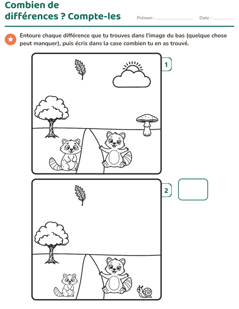 Aperçu de la fiche Jeu des différences pour CP (cours préparatoire)