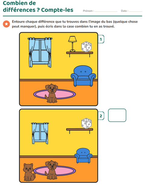Aperçu de la fiche Jeu des différences pour CP (cours préparatoire)