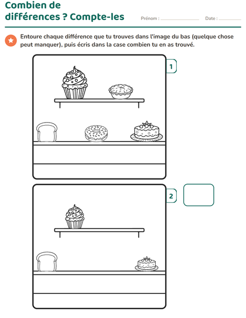 Aperçu de la fiche Jeu des différences pour CP (cours préparatoire)