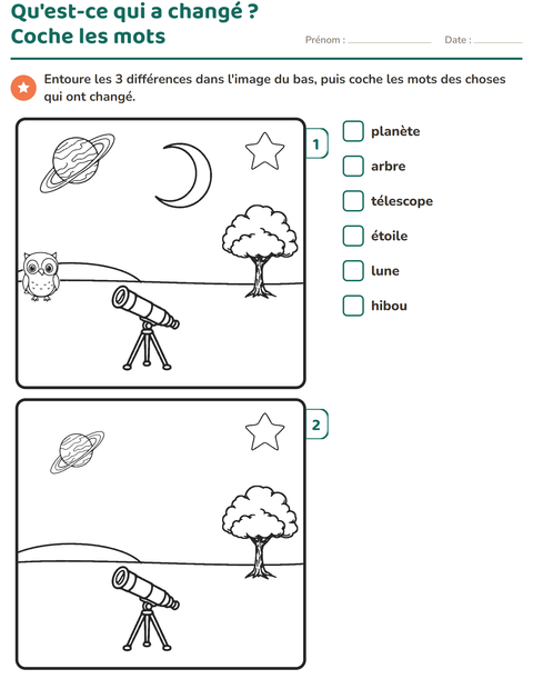 Aperçu de la fiche Jeu des différences pour CP (cours préparatoire)