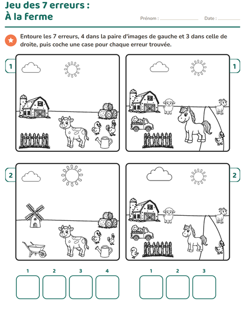 Aperçu de la fiche Jeu des différences pour CP (cours préparatoire)