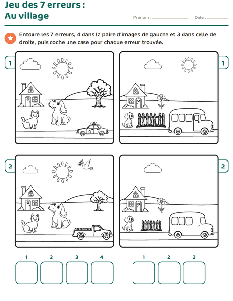 Aperçu de la fiche Jeu des différences pour CP (cours préparatoire)