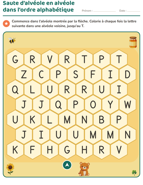 Aperçu : Labyrinthe de l'ordre alphabétique : saute d'alvéole en alvéole
