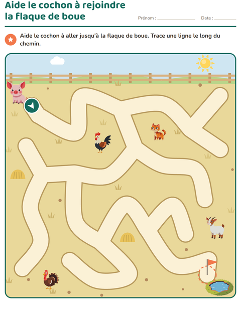 Aperçu de la fiche Jeux de labyrinthe pour École maternelle (grande section, 5-7 ans)