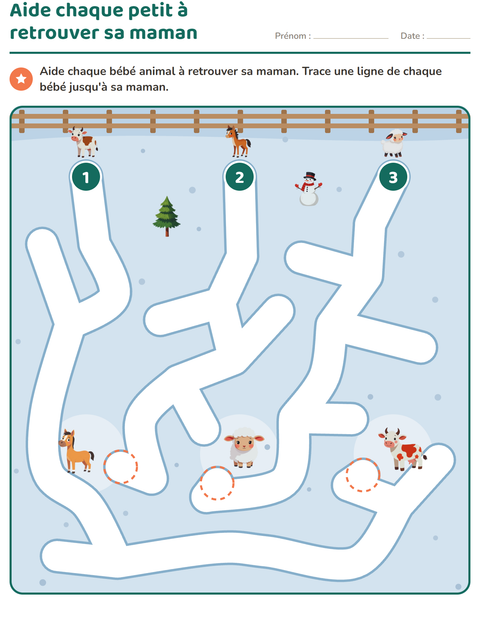 Aperçu de la fiche Jeux de labyrinthe pour École maternelle (grande section, 5-7 ans)
