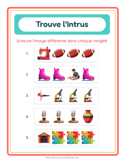Trouve l'intrus – Activités