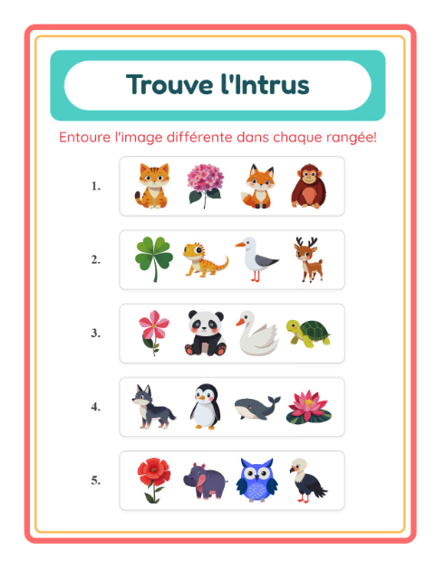 Trouve l'intrus – Animaux