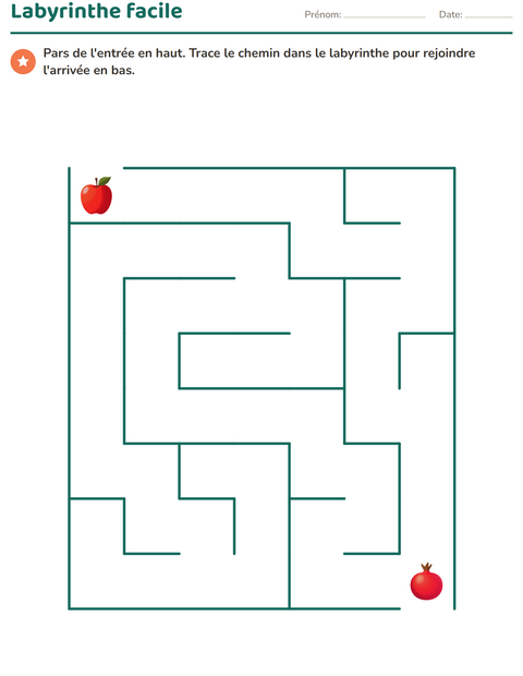 Labyrinthe facile des fruits