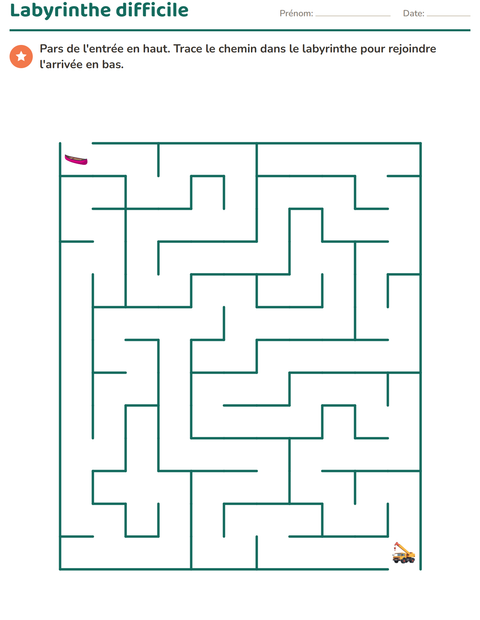 Labyrinthe difficile des véhicules