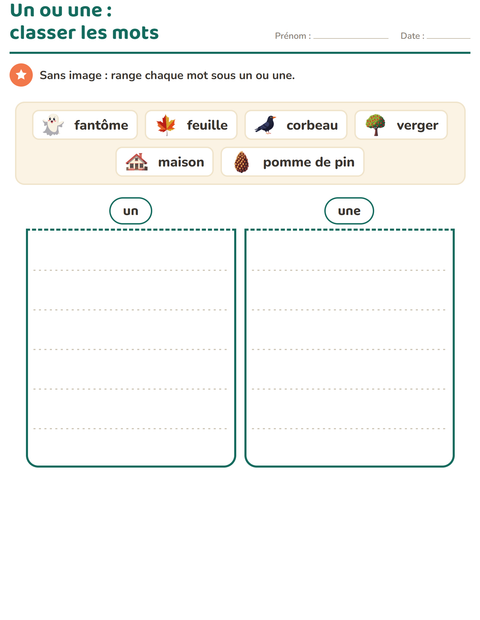 Aperçu de la fiche Le ou la avec Divers pour CP (cours préparatoire)