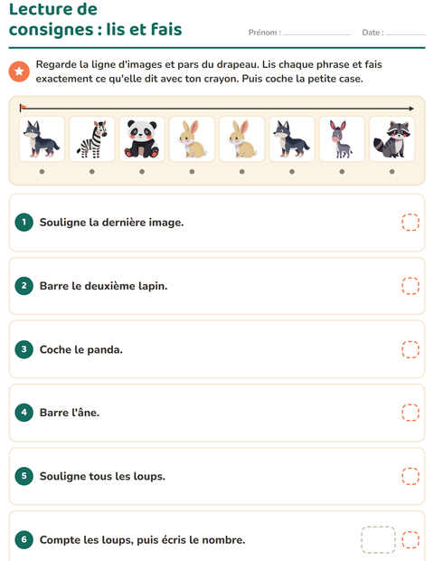 Lecture de consignes : lis et fais