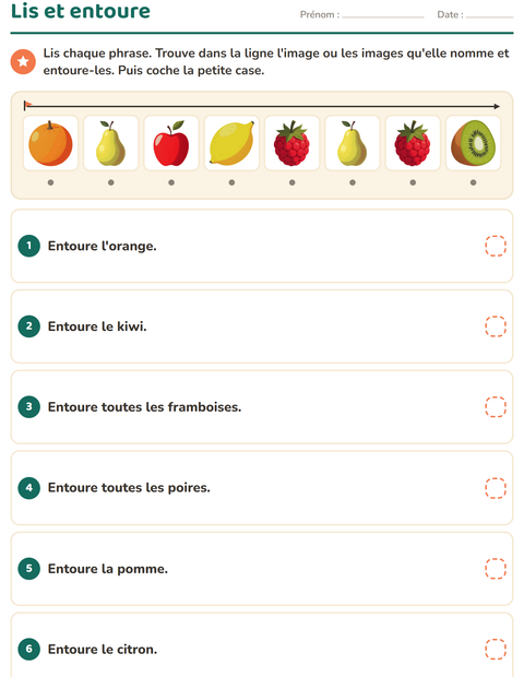 Aperçu de la fiche Lecture de consignes avec Au supermarché pour CP (cours préparatoire)