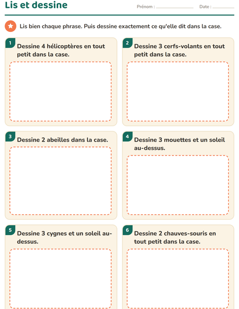 Aperçu de la fiche Lecture de consignes avec Choses qui volent pour CP (cours préparatoire)