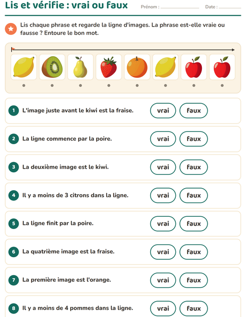 Aperçu de la fiche Lecture de consignes avec Au supermarché pour CP (cours préparatoire)