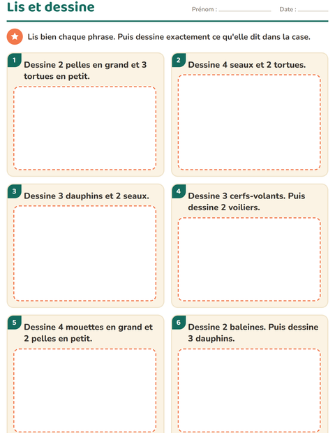 Aperçu de la fiche Lecture de consignes avec Plage pour CP (cours préparatoire)