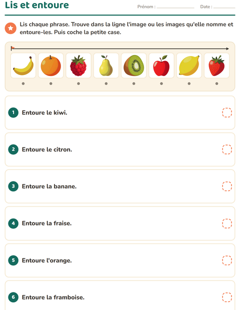 Aperçu de la fiche Lecture de consignes avec Au supermarché pour CP (cours préparatoire)