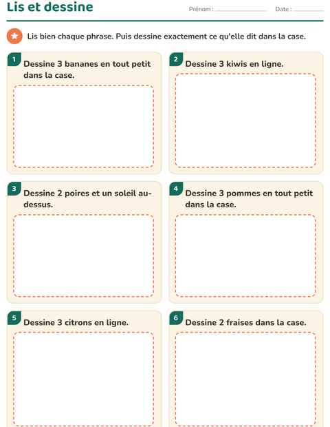 Aperçu de la fiche Lecture de consignes avec Au supermarché pour CP (cours préparatoire)