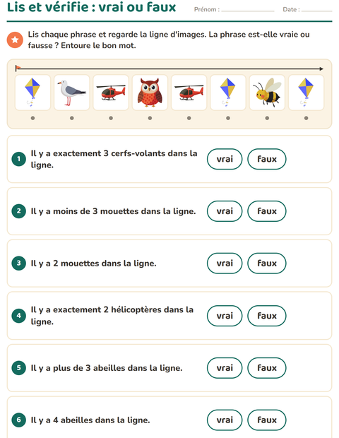 Aperçu de la fiche Lecture de consignes avec Choses qui volent pour CP (cours préparatoire)