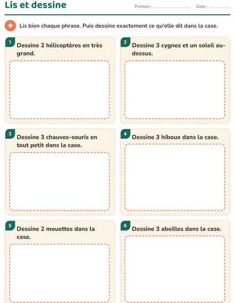 Aperçu de la fiche Lecture de consignes avec Choses qui volent pour CP (cours préparatoire)