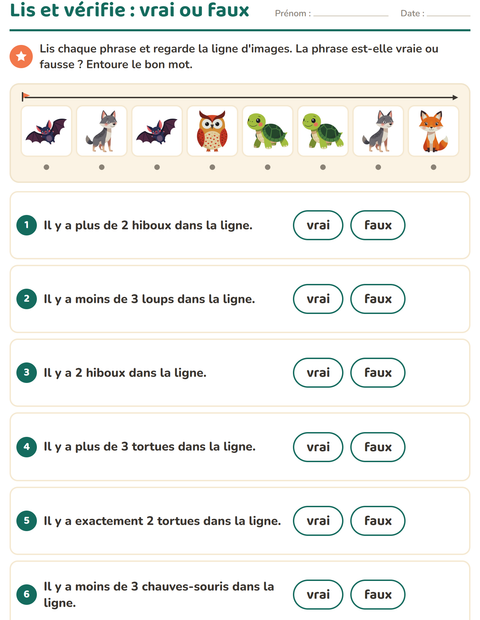 Aperçu de la fiche Lecture de consignes avec Créatures de la forêt pour CP (cours préparatoire)