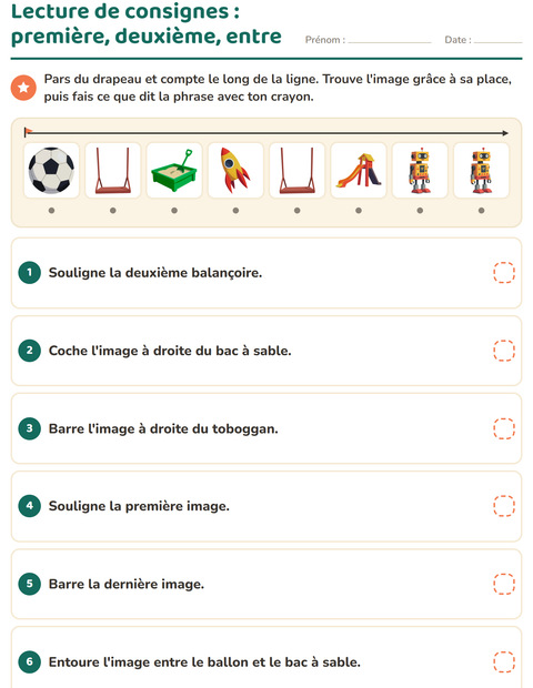 Aperçu de la fiche Lecture de consignes avec Jouets pour CP (cours préparatoire)