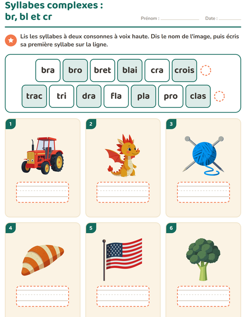 Aperçu de la fiche Lecture de syllabes pour CP (cours préparatoire)