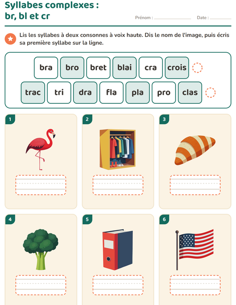 Aperçu de la fiche Lecture de syllabes pour CP (cours préparatoire)