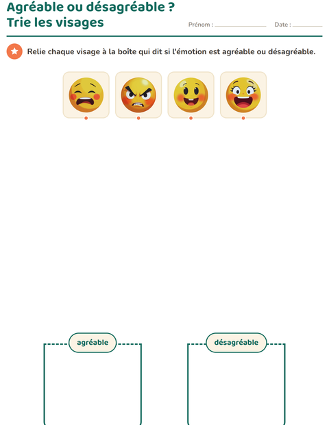 Aperçu de la fiche Les émotions pour École maternelle (grande section, 5-7 ans)