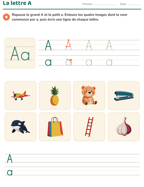 Aperçu de la fiche La lettre de la semaine pour École maternelle (grande section, 5-7 ans)