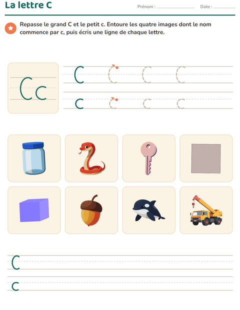 Aperçu de la fiche La lettre de la semaine pour École maternelle (grande section, 5-7 ans)