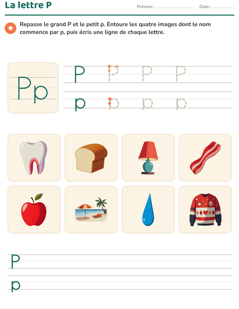 Aperçu de la fiche La lettre de la semaine pour École maternelle (grande section, 5-7 ans)