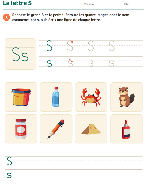 Aperçu de la fiche La lettre de la semaine pour École maternelle (grande section, 5-7 ans)
