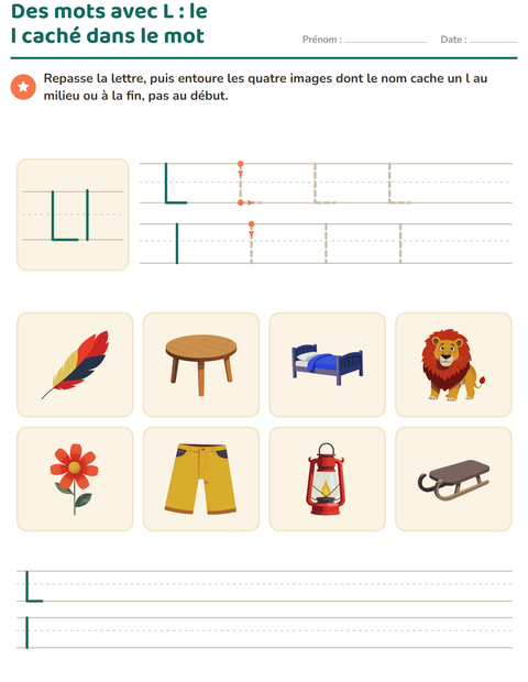 Aperçu de la fiche La lettre de la semaine pour École maternelle (grande section, 5-7 ans)