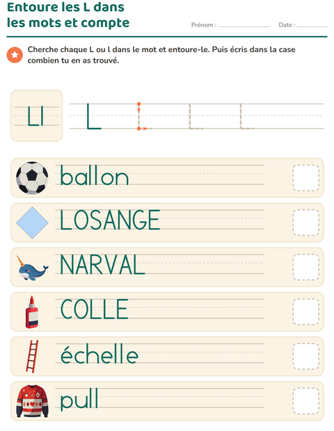 Aperçu de la fiche La lettre de la semaine pour École maternelle (grande section, 5-7 ans)