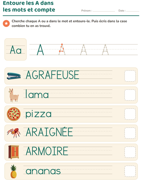 Aperçu de la fiche La lettre de la semaine pour École maternelle (grande section, 5-7 ans)