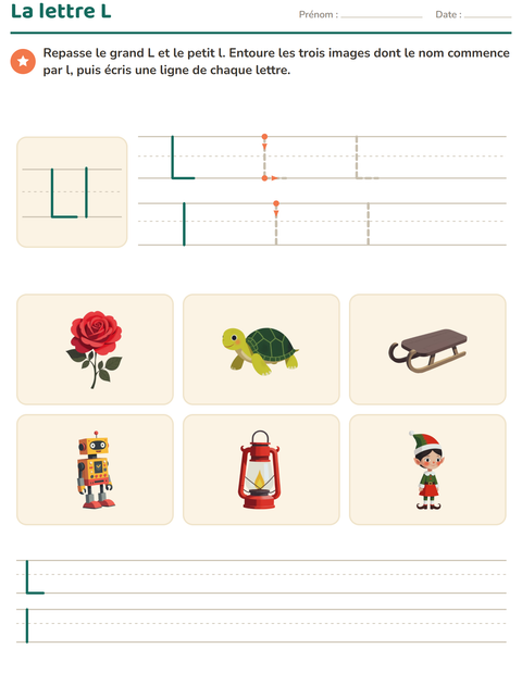 Aperçu de la fiche La lettre de la semaine pour École maternelle (grande section, 5-7 ans)