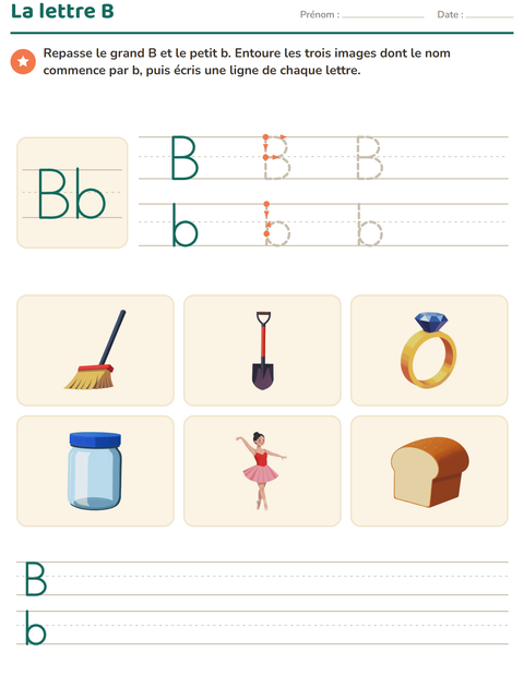 Aperçu de la fiche La lettre de la semaine pour École maternelle (grande section, 5-7 ans)