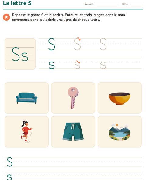 Aperçu de la fiche La lettre de la semaine pour École maternelle (grande section, 5-7 ans)