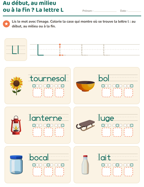 Aperçu de la fiche La lettre de la semaine pour École maternelle (grande section, 5-7 ans)