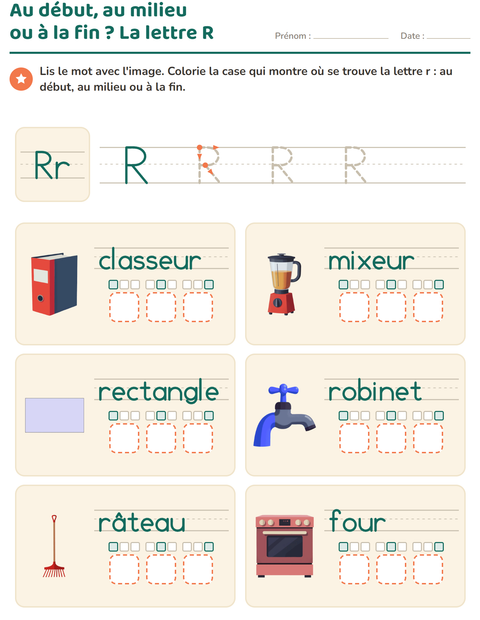 Aperçu de la fiche La lettre de la semaine pour École maternelle (grande section, 5-7 ans)