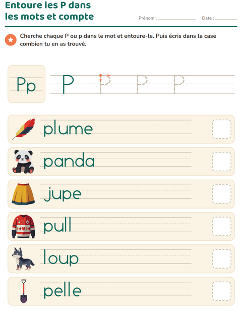 Aperçu de la fiche La lettre de la semaine pour École maternelle (grande section, 5-7 ans)