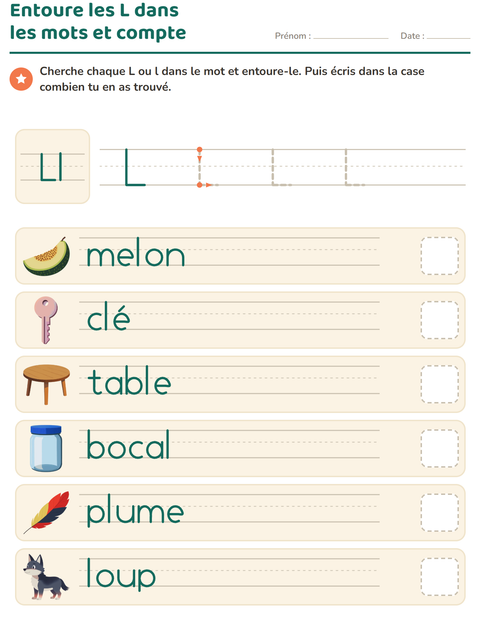 Aperçu de la fiche La lettre de la semaine pour École maternelle (grande section, 5-7 ans)