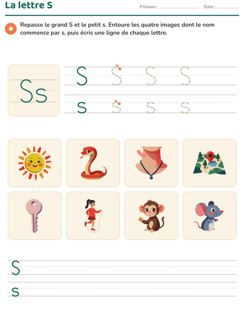 Aperçu de la fiche La lettre de la semaine pour École maternelle (grande section, 5-7 ans)