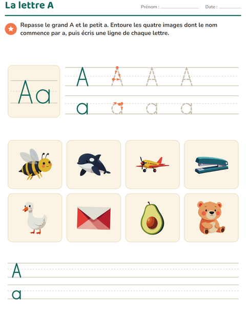 Aperçu de la fiche La lettre de la semaine pour École maternelle (grande section, 5-7 ans)
