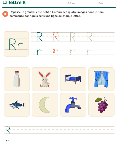 Aperçu de la fiche La lettre de la semaine pour École maternelle (grande section, 5-7 ans)