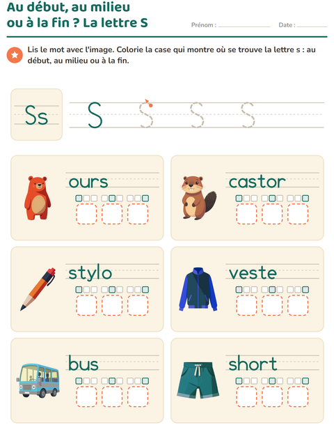 Aperçu de la fiche La lettre de la semaine pour École maternelle (grande section, 5-7 ans)