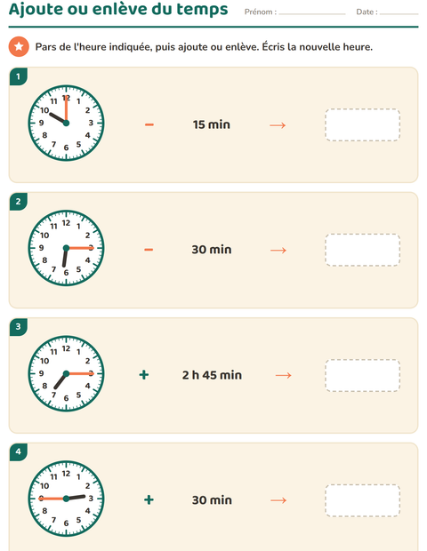 Aperçu de la fiche Lire l'heure pour CE2 (cours élémentaire 2)