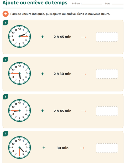Aperçu de la fiche Lire l'heure pour CE2 (cours élémentaire 2)